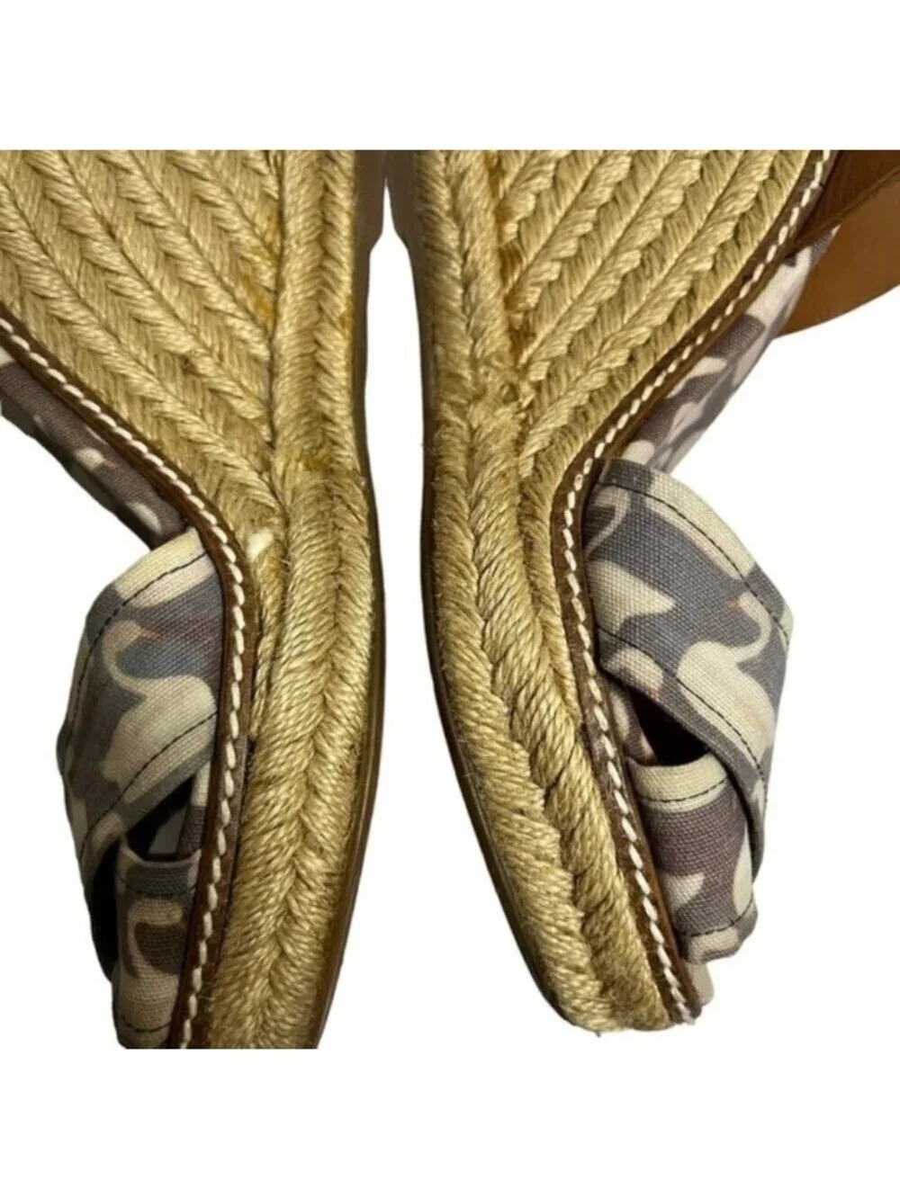 Tory Burch Swan Espadrille Wedge Sandals Ankle Strap Women's Size 8 B